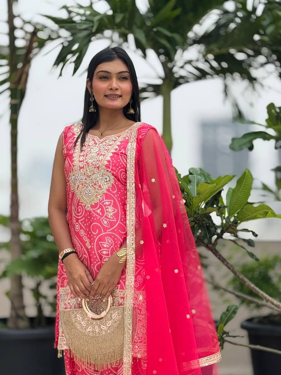 Prazu Fashion Pink Chinon Silk Embroidered Dhoti Style Suit | Grocsy