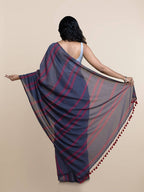 Suta Women Navy Blue Pure Cotton Handloom Saree | Grocsy