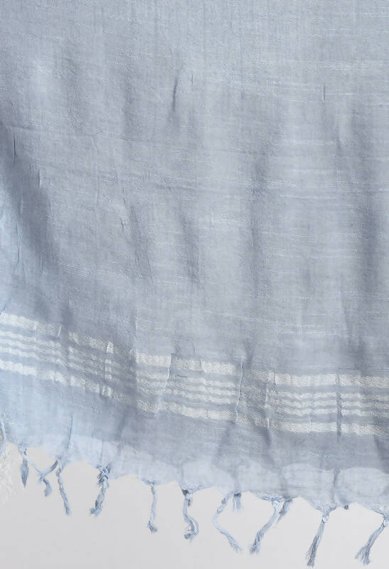 Mominos Fashion Moeza Women's Linen Cotton Silver Border Grey Dupatta | Grocsy