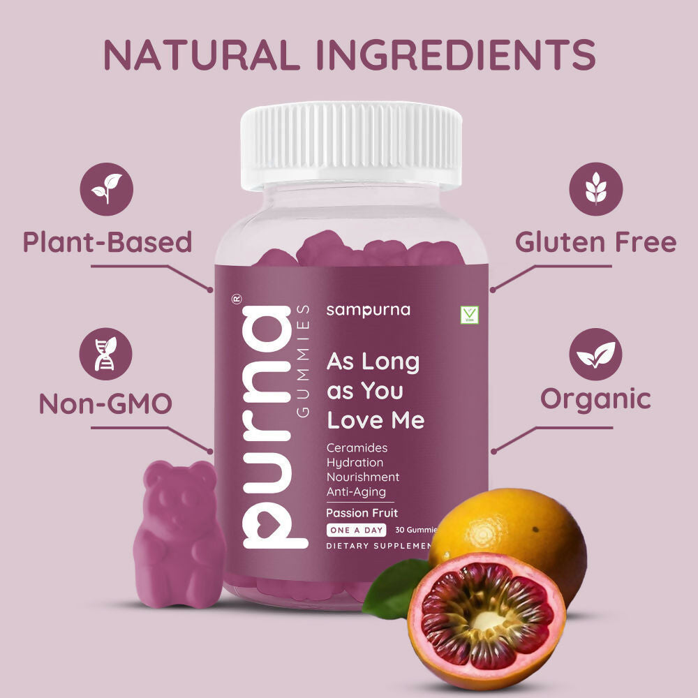 Purna As Long As You Love Me Ceramides Gummies - Passion Fruit | Grocsy