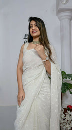 Vamsee Patangiyu Off White Georgette Saree | Grocsy