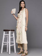 Ahalyaa Women's Traditional wear Kurta - Off-White | Grocsy