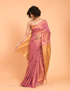 Suta Pink Golden Solid Woven Design Zari Saree | Grocsy