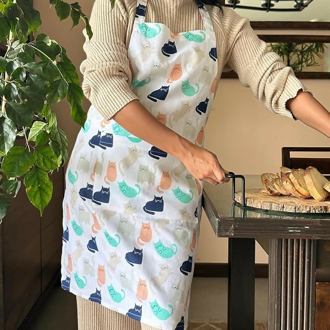 Oak & Lily 100% Cotton Kitchen Apron-Multicolour | Grocsy
