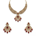 Jewel City Gold Plated Kundan Choker Set with Ruby Red Stones for Indian Wedding Bridal Wear | Grocsy