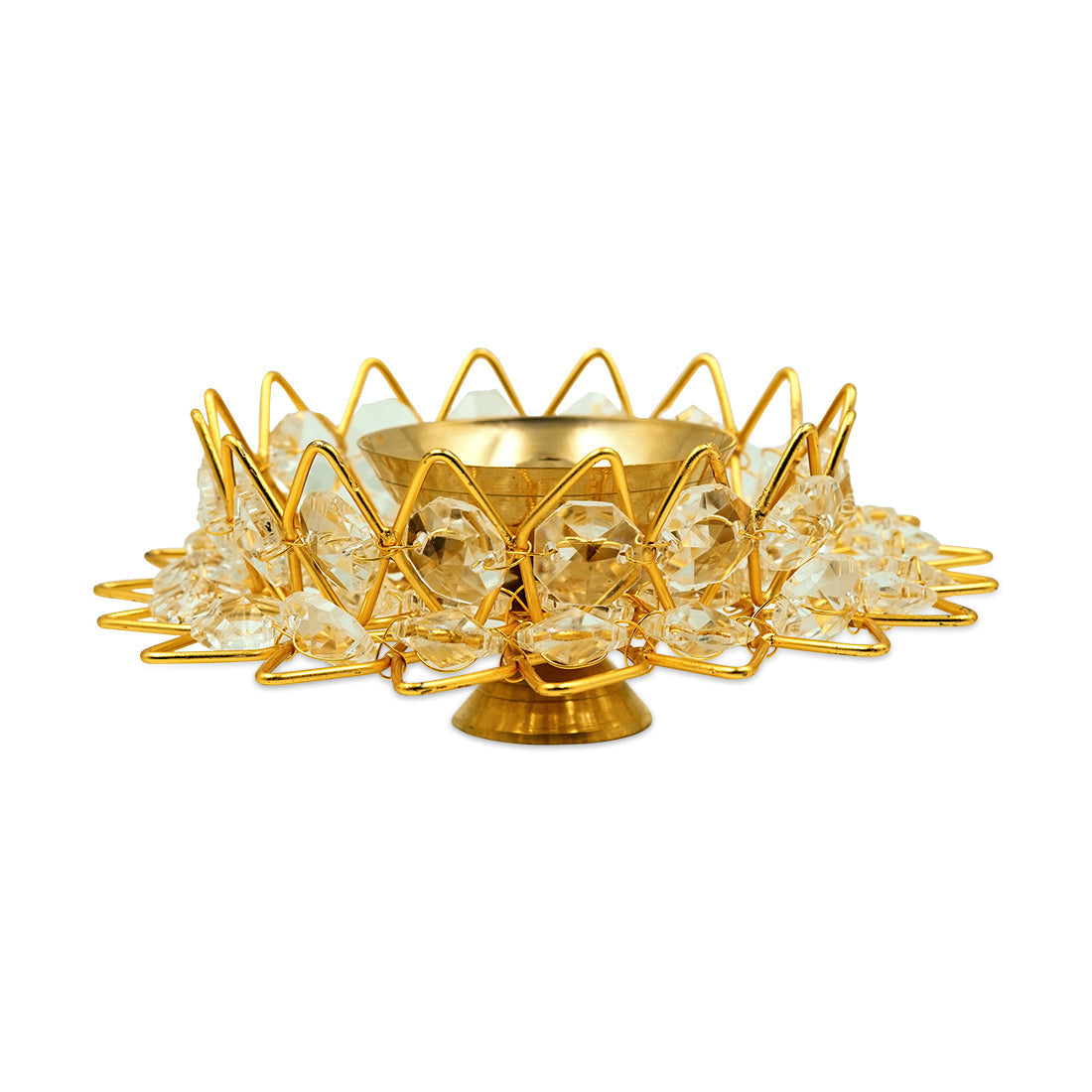 Shubhkart Nitya Brass Pukhraj Crystal Pyali Diya - Medium | Grocsy