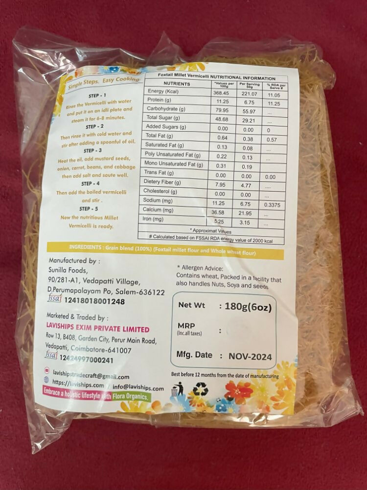 Flora Organics Foxtail Millet Vermicelli | Grocsy