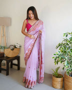 Vamsee Smiti Lavender Georgette Saree | Grocsy