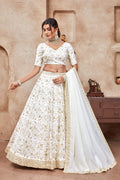 Lehenga Mart Designer Wedding Lehenga Choli For Women - White | Grocsy