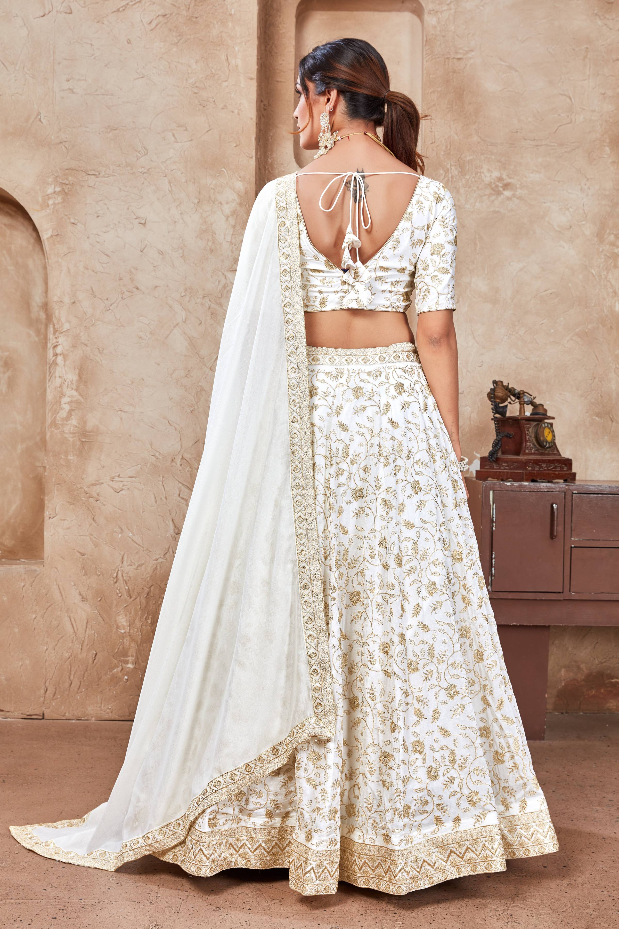 Lehenga Mart Designer Wedding Lehenga Choli For Women - White | Grocsy