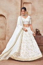 Lehenga Mart Designer Wedding Lehenga Choli For Women - White | Grocsy