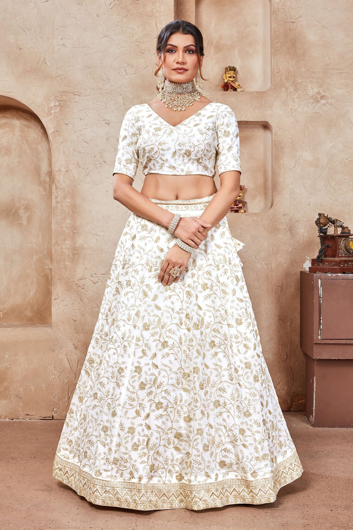 Lehenga Mart Designer Wedding Lehenga Choli For Women - White | Grocsy