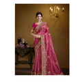 Rani Zari Organza Silk Pure Khatli work Designer Saree With Blouse. - Rajasvi | Grocsy