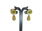 Terracotta Round Earstuds With Drops-Copper And Green | Grocsy