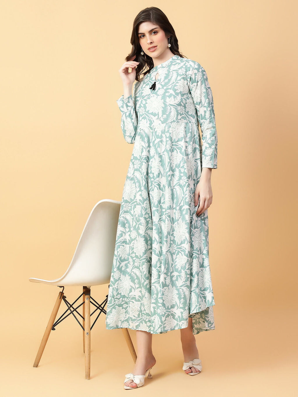 Joban Fashion Green Cotton Printed & Hand Work Dress | Grocsy
