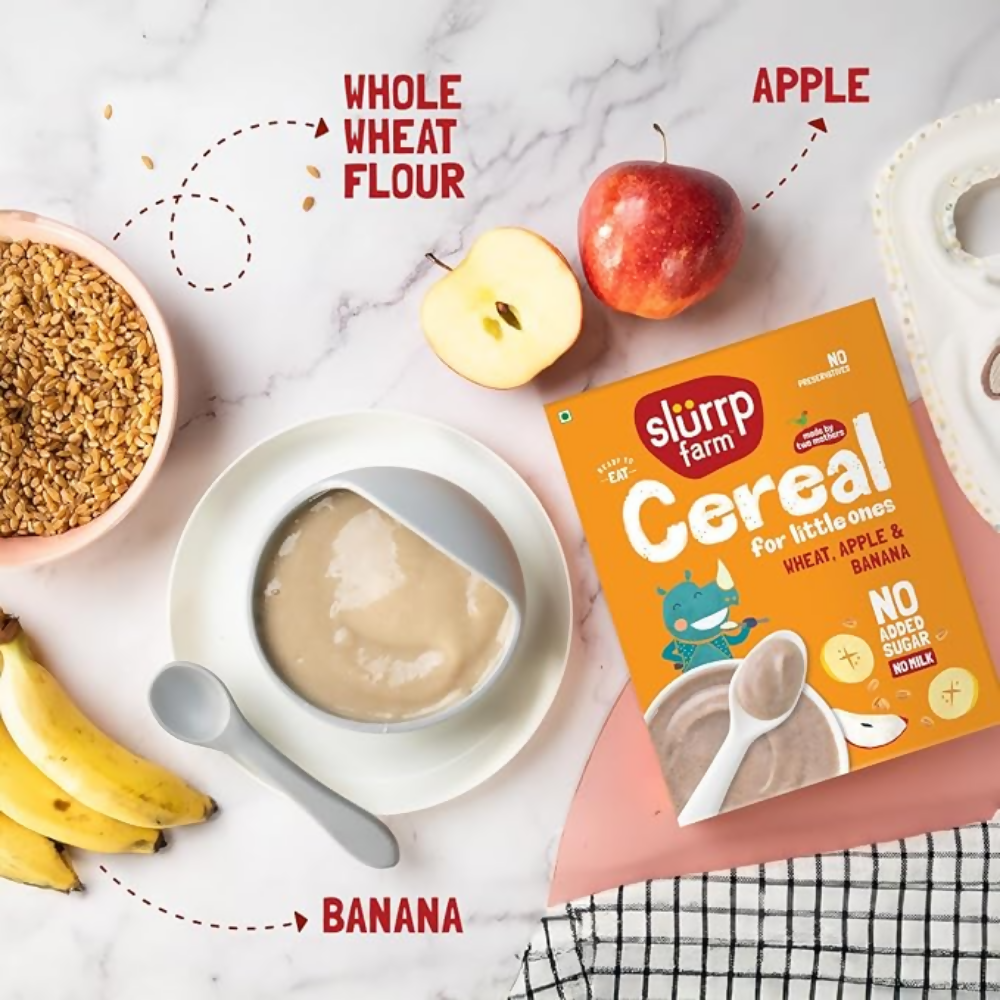 Slurrp Farm No Added Sugar Instant Wheat Apple & Banana Cereal | Grocsy