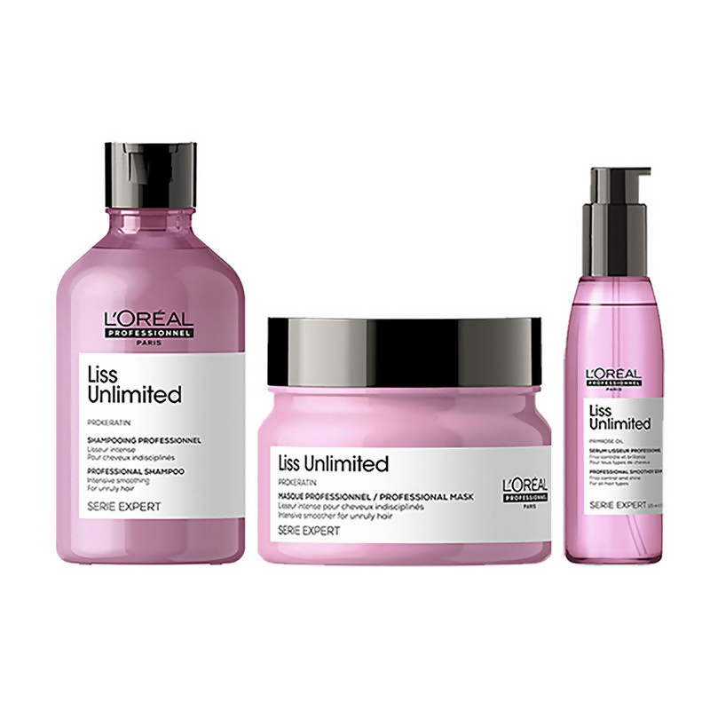 L'Oreal Professionnel Liss Unlimited Shampoo, Hair Mask & Hair Serum Serie Expert | Grocsy
