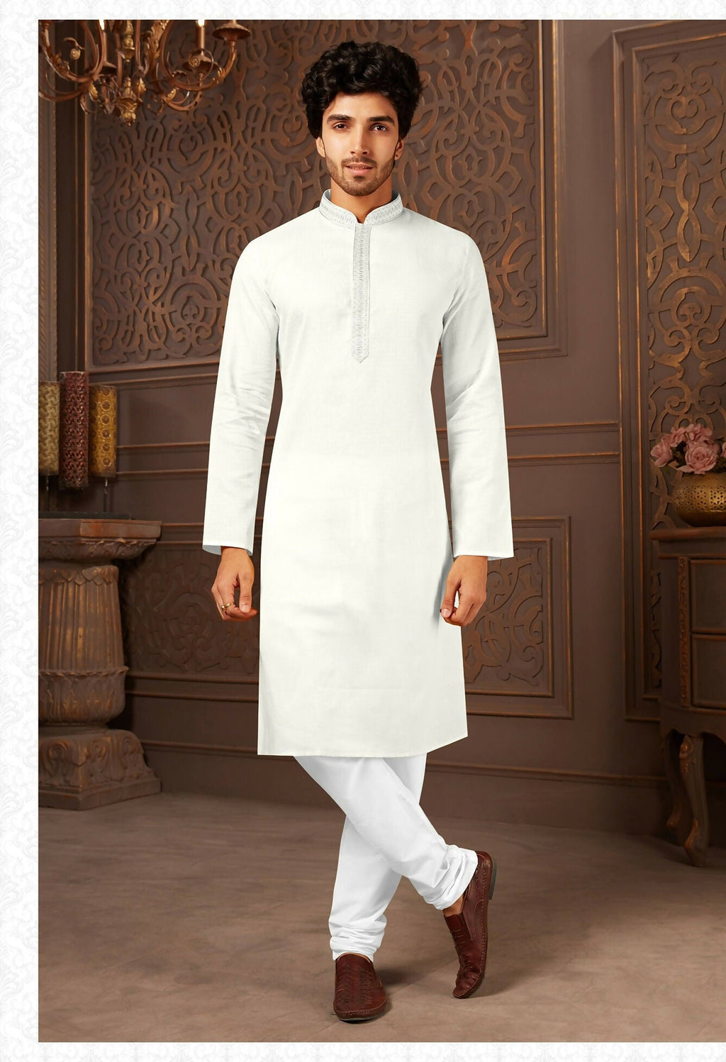 Joban Fashion White Cotton Kurta Pyjama | Grocsy