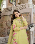 The52 Lemons Women's Beautiful Chanderi Fabric Printed Work Straight Kurta Pant and Dupatta Set | Grocsy