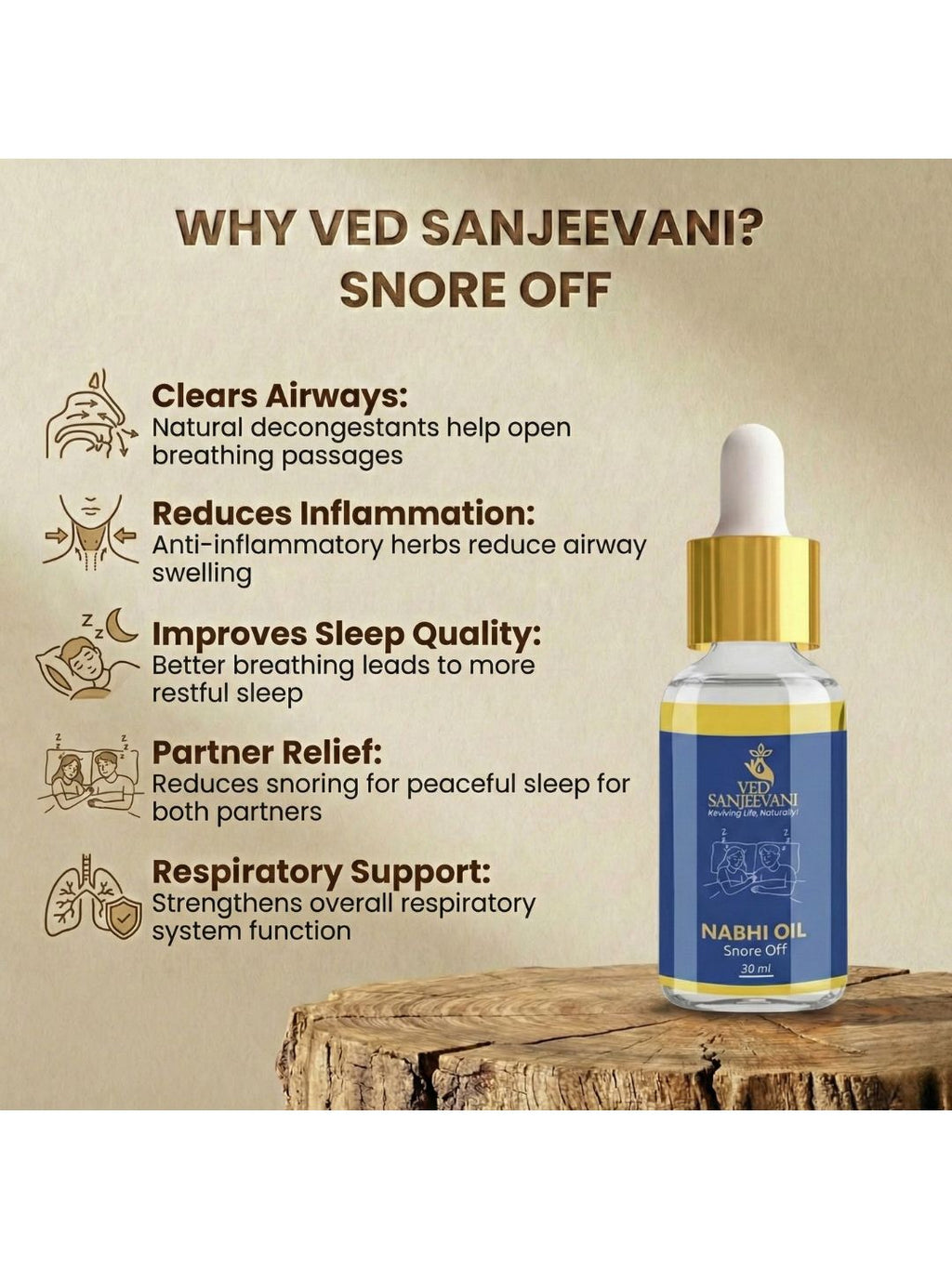 Ved Sanjeevani Snore Off Nabhi Oil | Grocsy