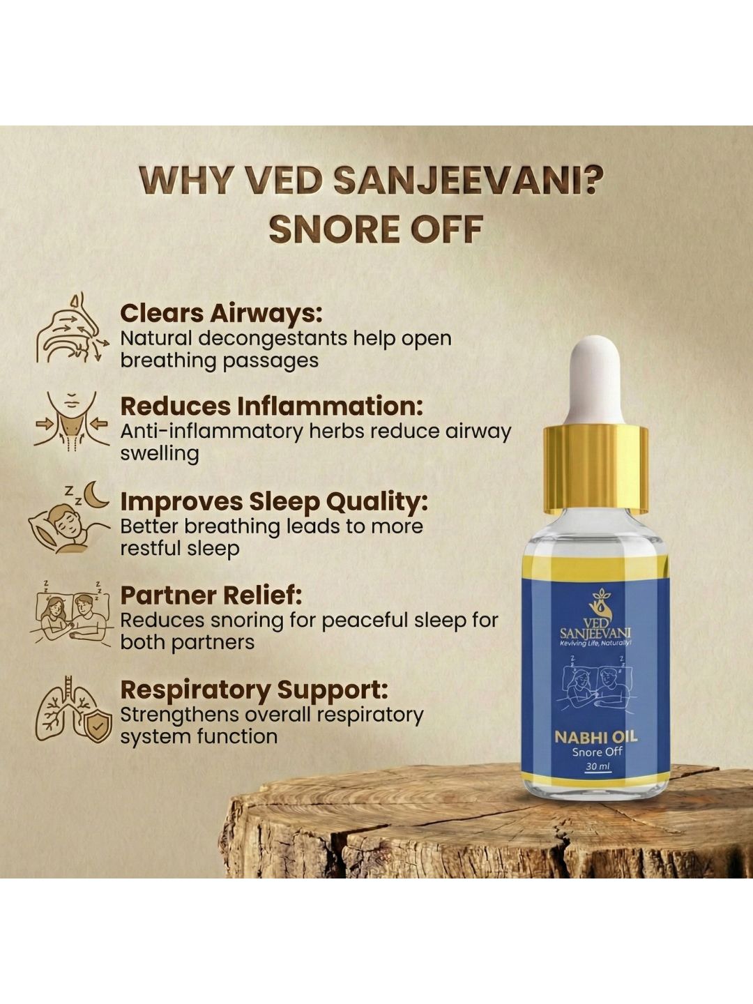 Ved Sanjeevani Snore Off Nabhi Oil | Grocsy