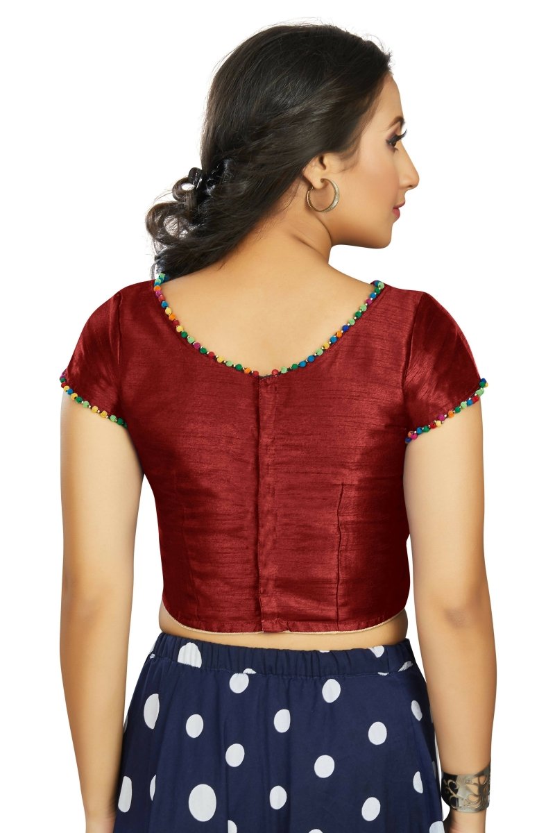 Aastha Fashion Women's Maroon Art Silk Designer Party Wear Readymade Blouse | Grocsy