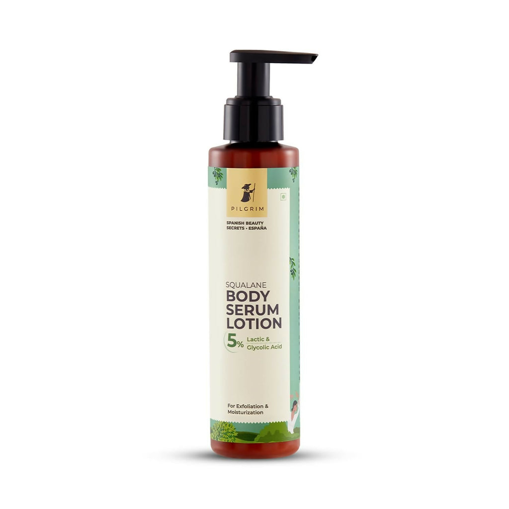 Pilgrim 5% Lactic & Glycolic Acid Body Serum Lotion For Exfoliation & Moisturization, For Rough Patches On Elbows & Knees | Grocsy