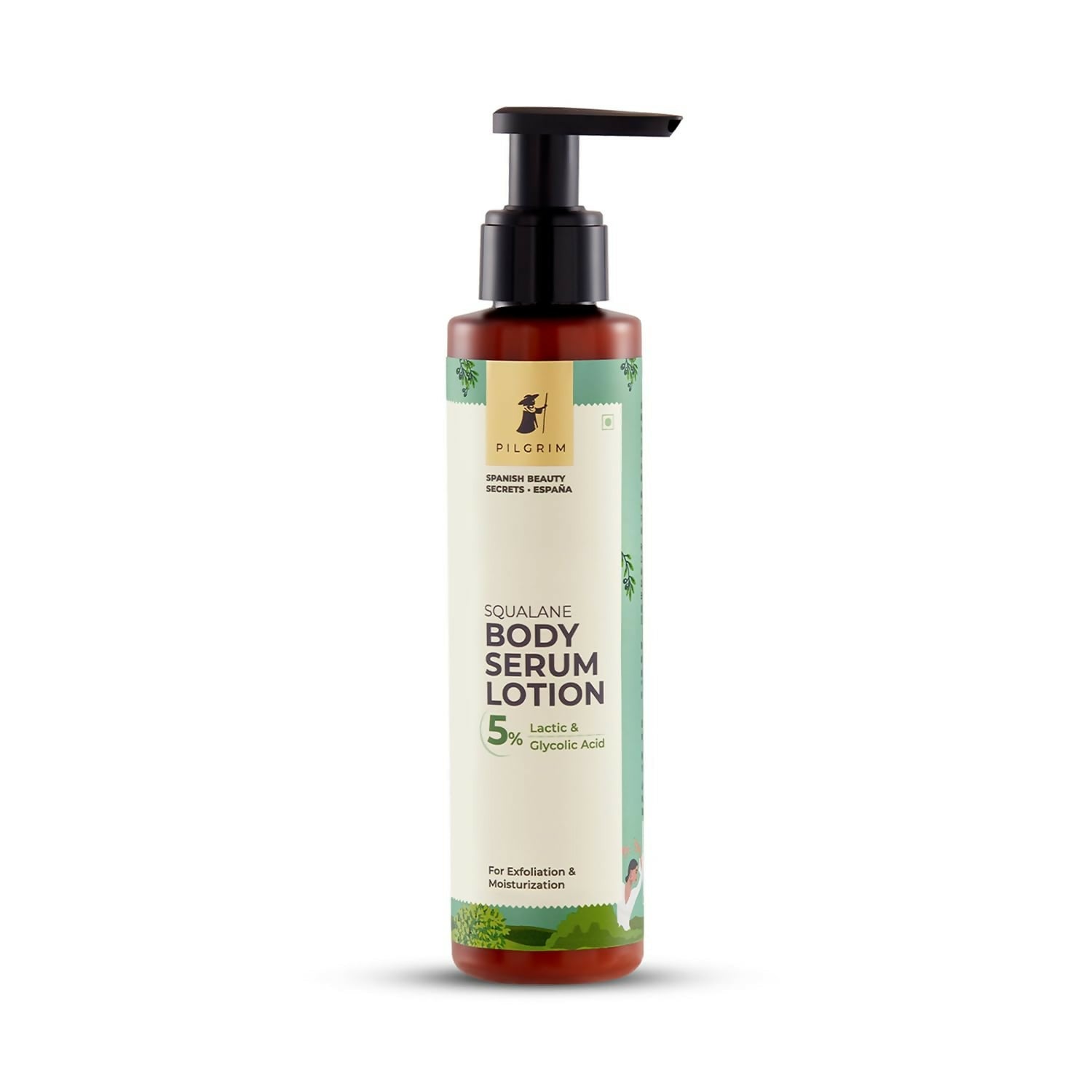 Pilgrim 5% Lactic & Glycolic Acid Body Serum Lotion For Exfoliation & Moisturization, For Rough Patches On Elbows & Knees | Grocsy