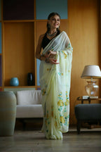 Vamsee Laxmi Yellow Georgette Saree | Grocsy