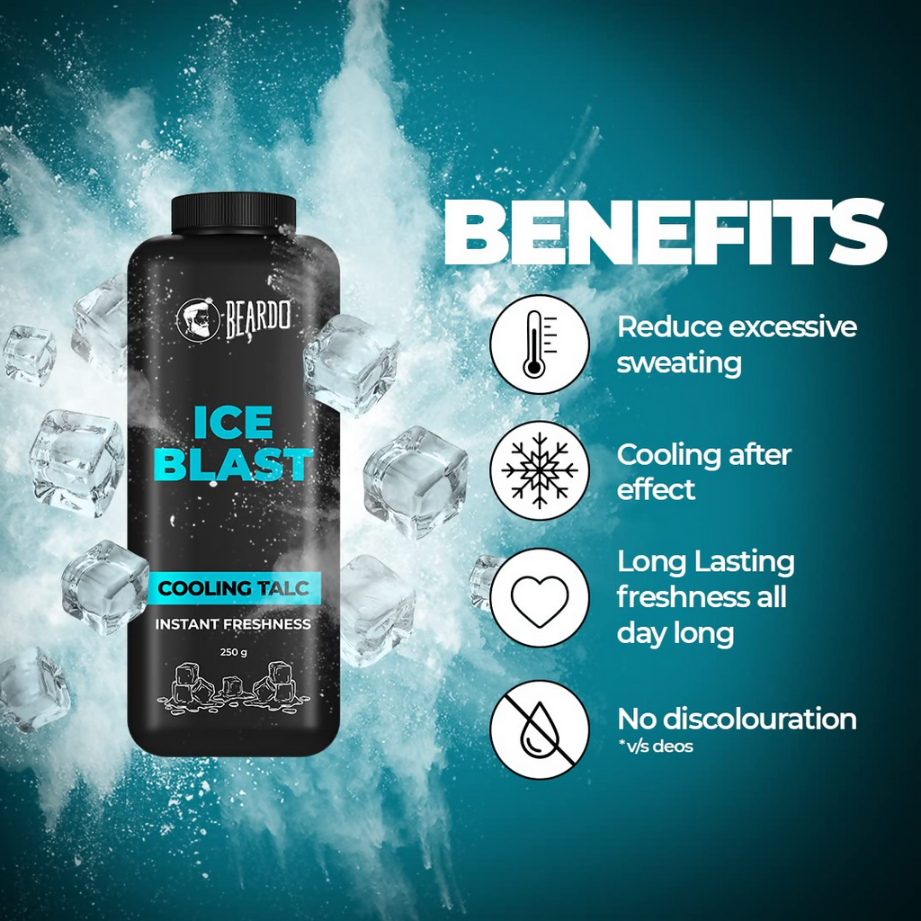 Beardo Ice Blast Cooling Talc Powder For Men | Grocsy