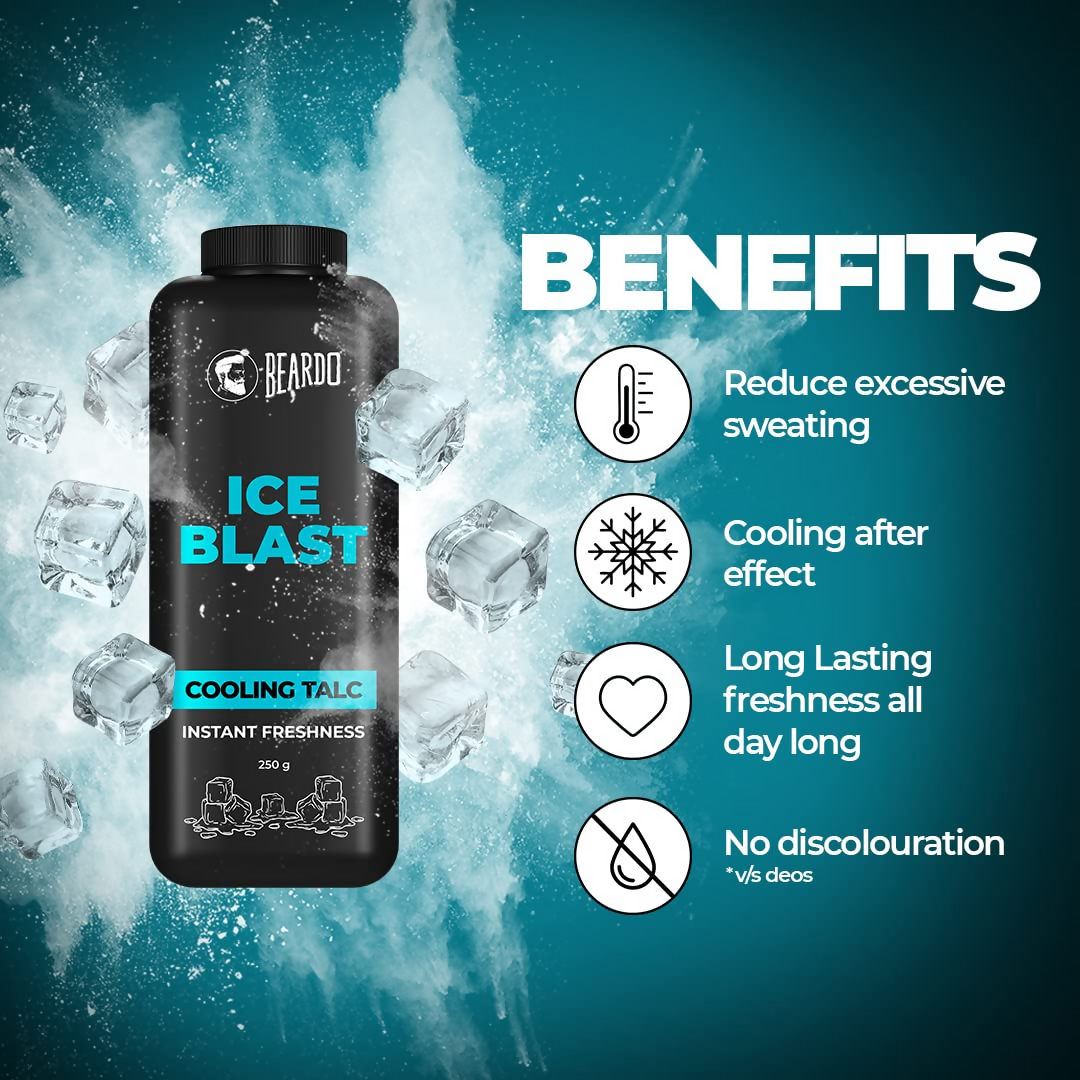 Beardo Ice Blast Cooling Talc Powder For Men | Grocsy