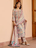 Lorenvalley Cream Cotton Blend Printed Kurta Set | Grocsy