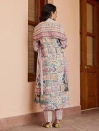 Lorenvalley Cream Cotton Blend Printed Kurta Set | Grocsy