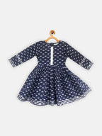 Ahalyaa Navy Pure Cotton Digital Printed Kids Kurta Sharara Set For Girls | Grocsy