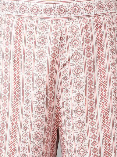 FIORRA Women's White Cotton A-line Kurta with Palazzo | Grocsy