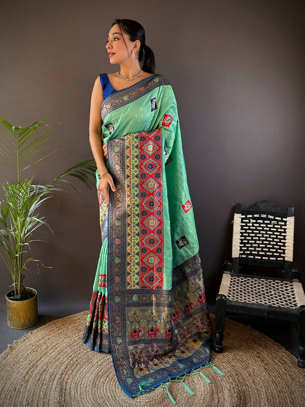 Joban Fashion Royal Blue Small Butti Banarasi Silk Sarees | Grocsy