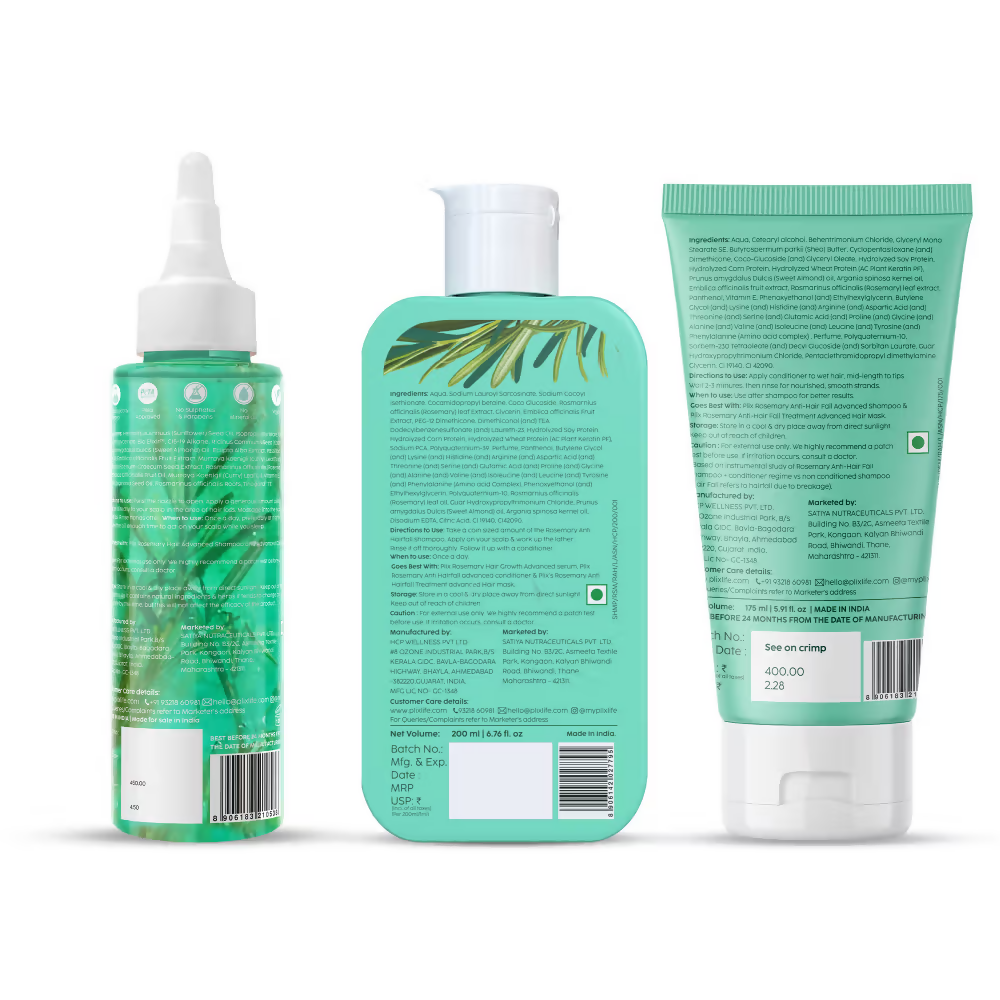 PLIX The Plant Fix Rosemary Hair Growth Advanced Hair Oil, Anti Hairfall Shampoo & Conditioner | Grocsy
