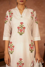 Joban Fashion Off White Pink Hand Block Printed Cotton Suit Set | Grocsy