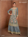 Vastranavya Grey Heavy Star Georgette Embroidered Sequins & Mirror Work Classy Pakistani Palazzo Suit | Grocsy
