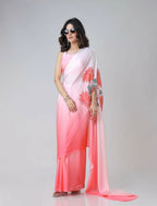 Vastranavya Blush Pink Freehand Floral Print Ready to Wear Saree | Grocsy