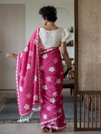 Suta Pink Floral Pure Cotton Saree | Grocsy