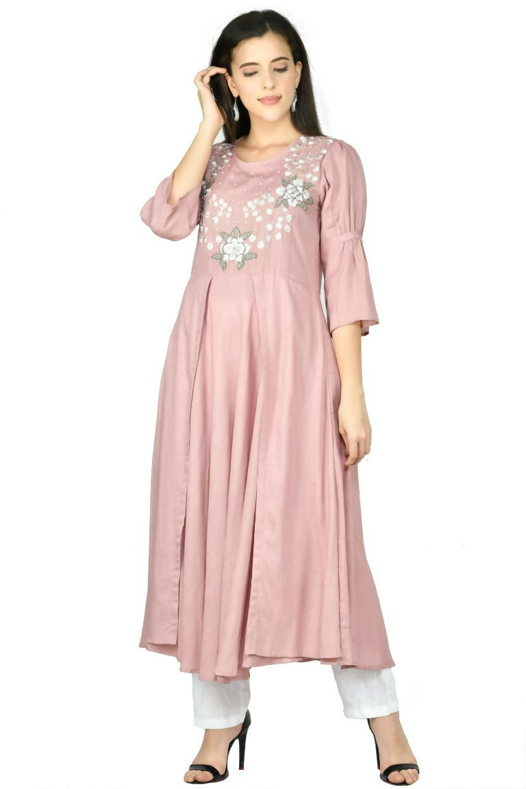 Joban Fashion Rose Gold Cotton Rayon Kurta Set | Grocsy