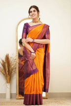 DEIANA'S Beautiful Designer Golden zari Soft Lichi Silk Saree - Yellow | Grocsy