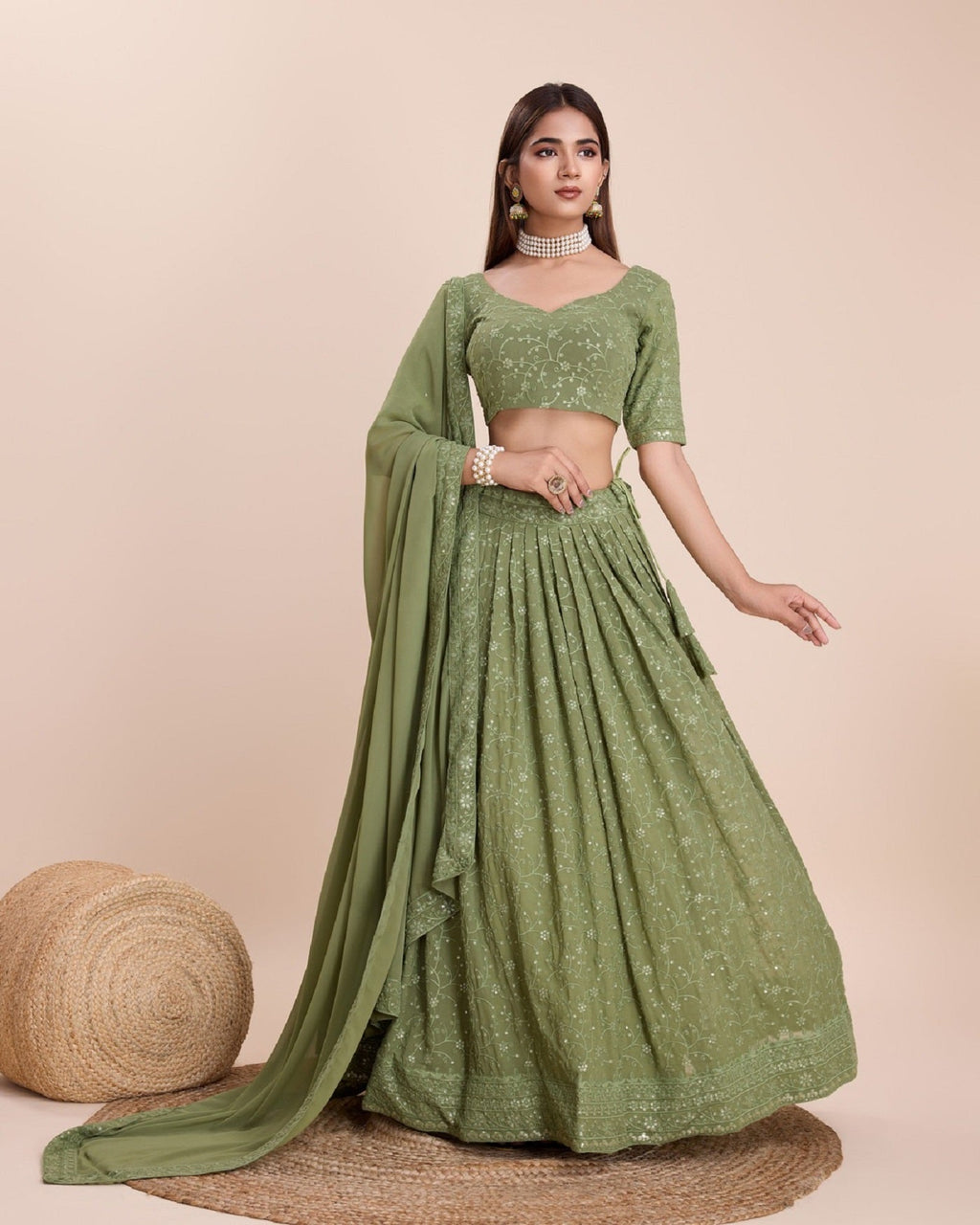 Lehenga Mart Designer Wedding Lehenga Choli For Women - Mehndi | Grocsy