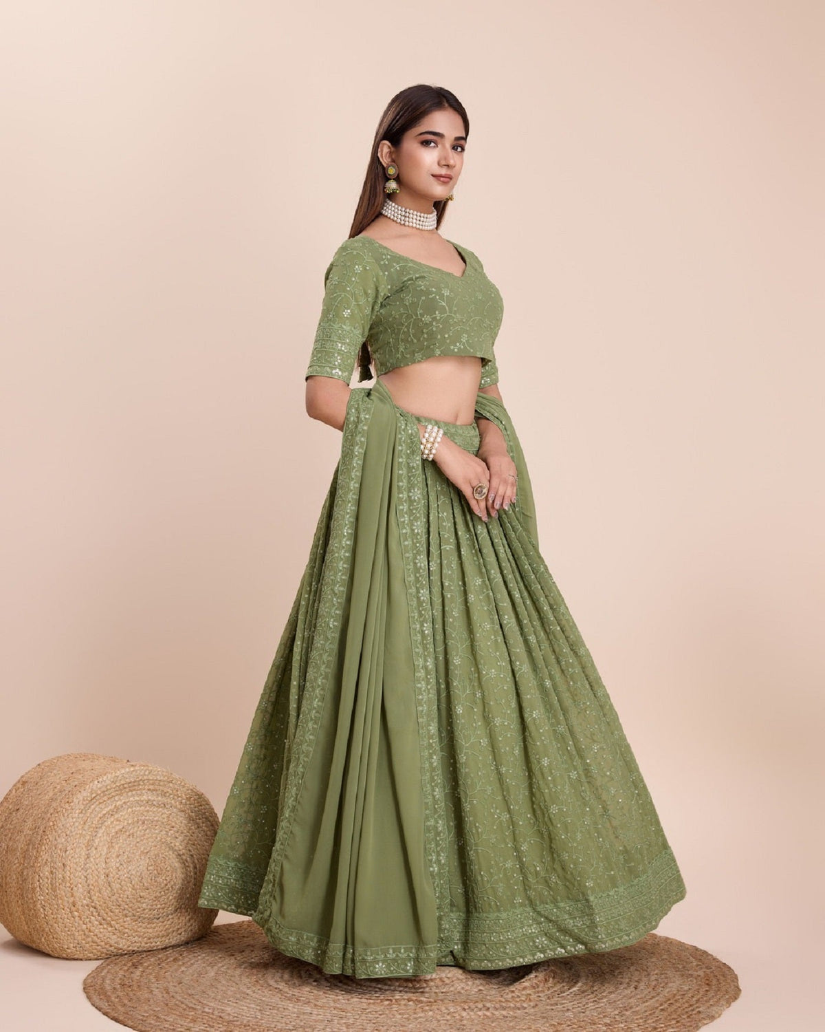 Lehenga Mart Designer Wedding Lehenga Choli For Women - Mehndi | Grocsy