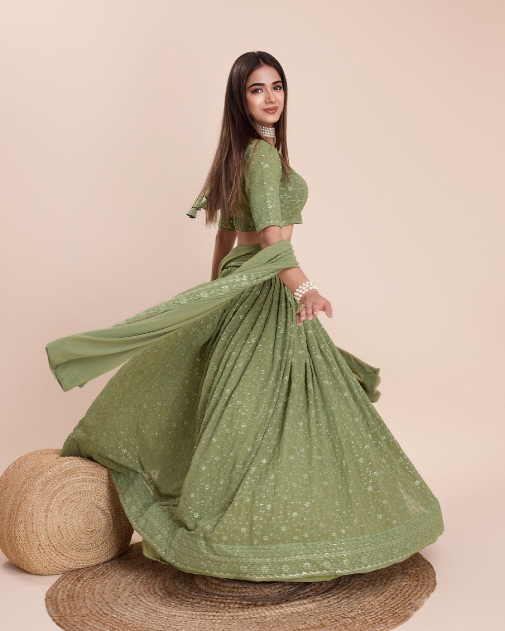 Lehenga Mart Designer Wedding Lehenga Choli For Women - Mehndi | Grocsy