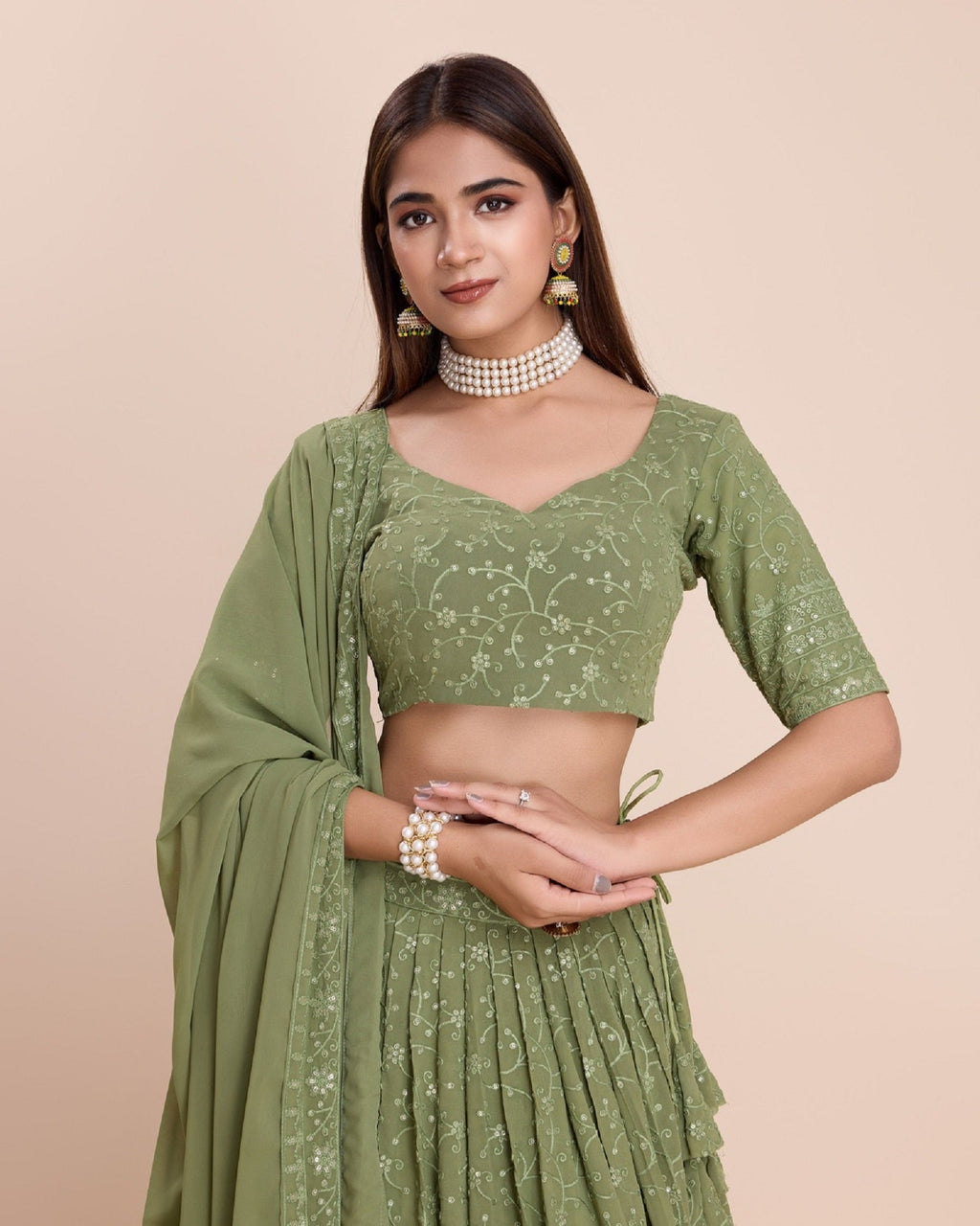 Lehenga Mart Designer Wedding Lehenga Choli For Women - Mehndi | Grocsy