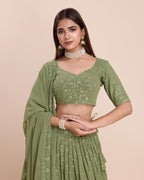 Lehenga Mart Designer Wedding Lehenga Choli For Women - Mehndi | Grocsy