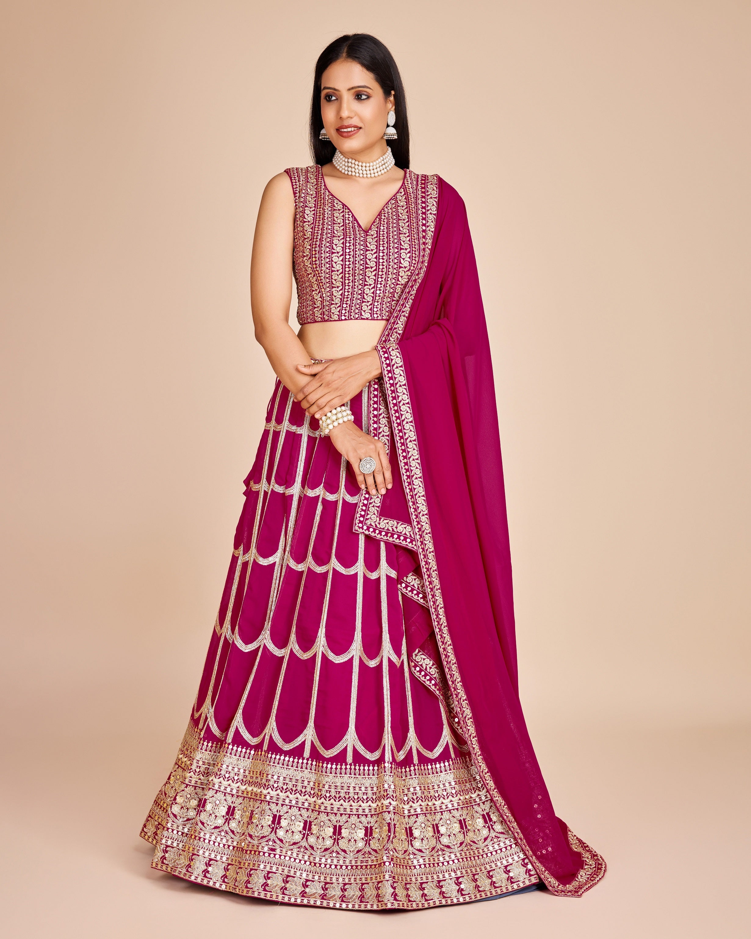 Lehenga Mart Designer Wedding Lehenga Choli For Women - Pink | Grocsy
