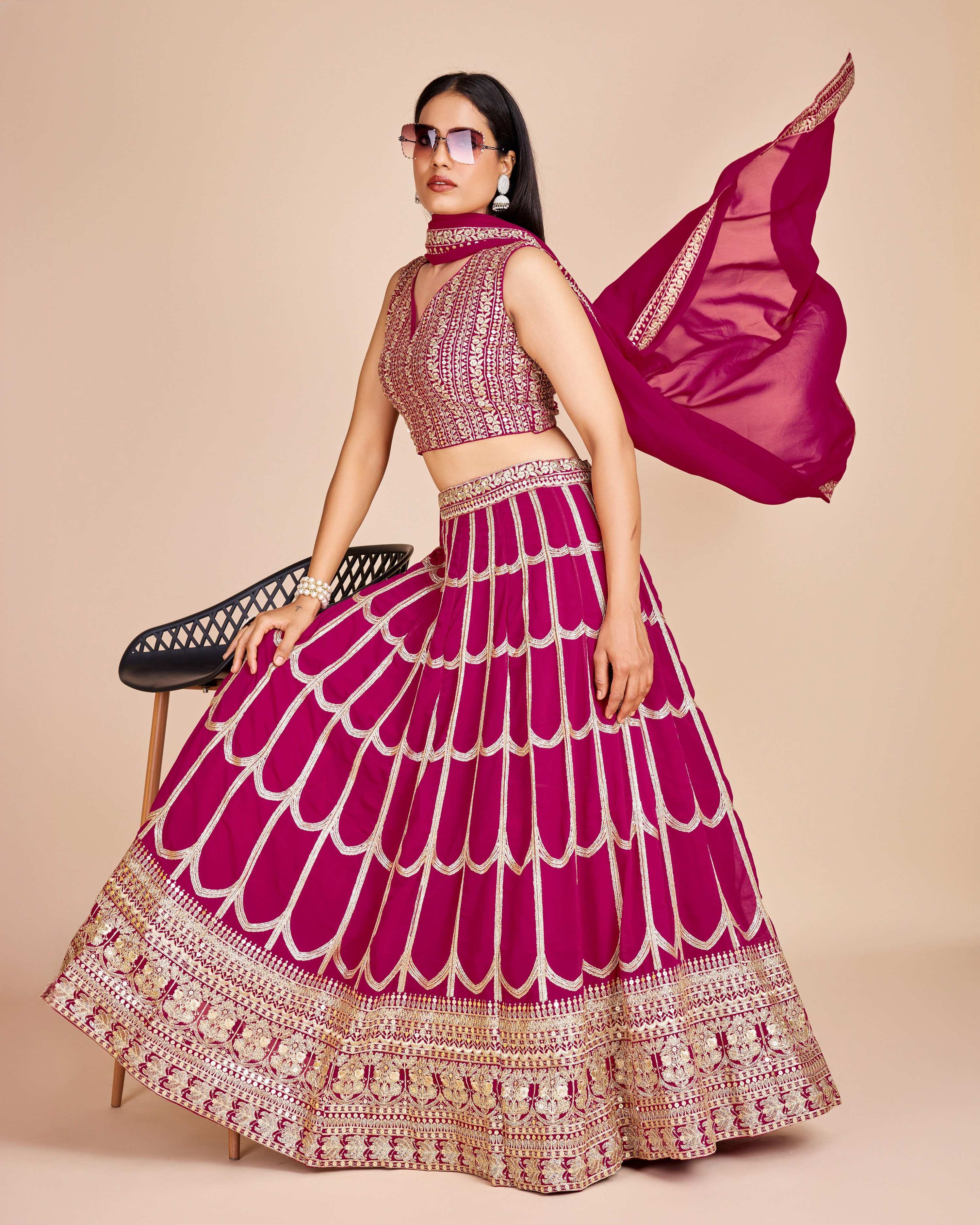 Lehenga Mart Designer Wedding Lehenga Choli For Women - Pink | Grocsy